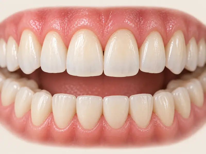 Natural-looking aesthetic restorations across upper front teeth