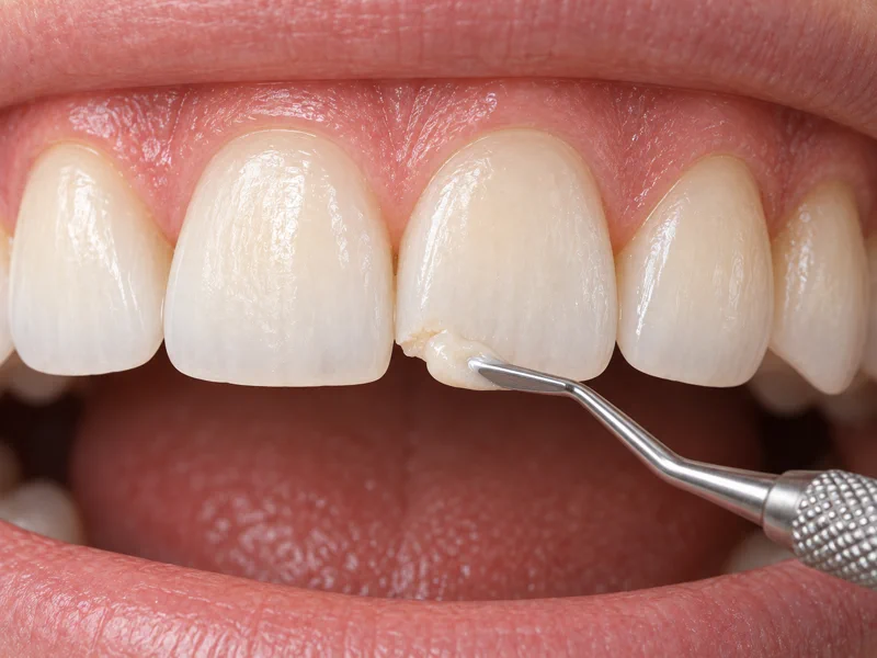 Tooth-coloured composite rebuilding a chipped front tooth