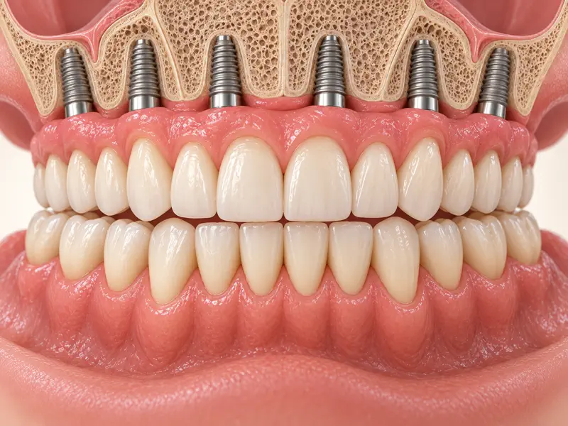 Full-arch implant restoration planned in balanced bite with the opposing teeth