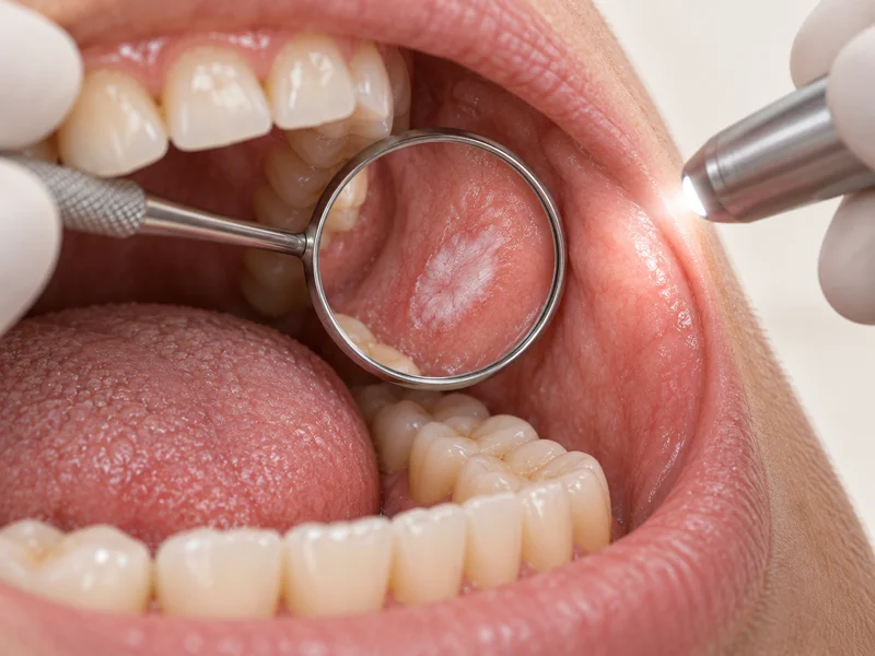 Dental screening of a pale tissue change on the inner cheek